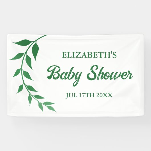 Chic Greenery Baby shower Spandoek (Horizontaal)