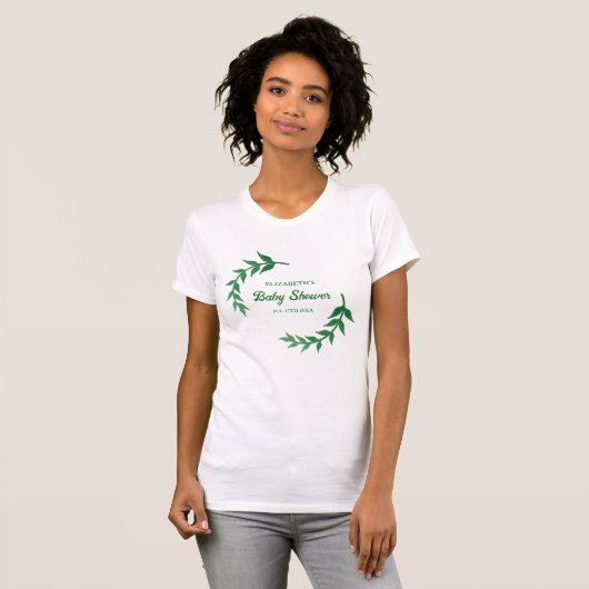 Chic Greenery Baby shower T-shirt (Voorkant volledig)