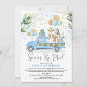 Chic Greenery Blue Safari Baby shower per post Kaart (Voorkant)