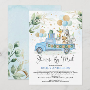Chic Greenery Blue Safari Baby shower per post Kaart