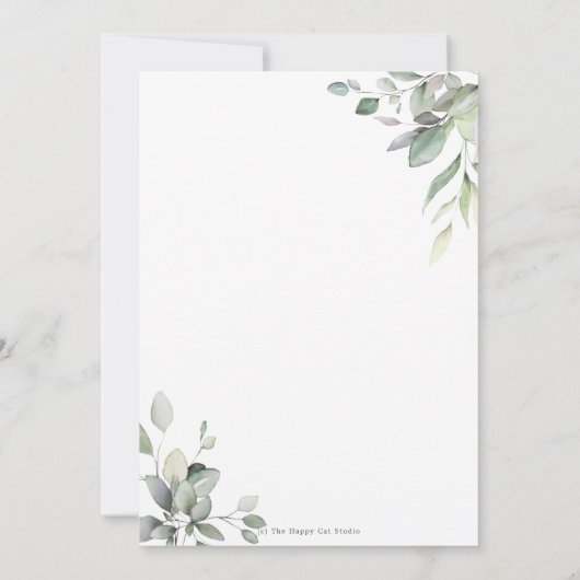 Chic Greenery Botanical Baptism Silver Geometric Kaart (Achterkant)