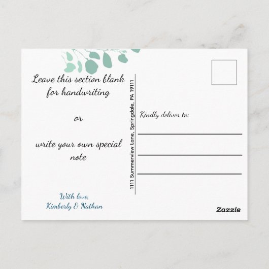 Chic Greenery Botanical Dank je Briefkaart (Achterkant)