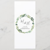 Chic Greenery Botanische Tuin Wedding Menu (Achterkant)