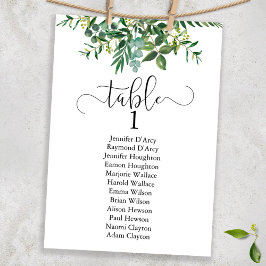 Chic greenery bruiloft tabelplan, modern lettertyp kaart