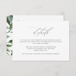Chic Greenery Calligraphy Wedding Guest Detail Informatiekaartje