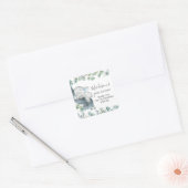 Chic Greenery Cute Elephant Boy Dank je wel Vierkante Sticker (Envelop)