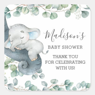 Chic Greenery Cute Elephant Boy Dank je wel Vierkante Sticker