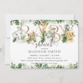 Chic Greenery Cute Oerwoud Animals Baby shower Kaart (Voorkant)