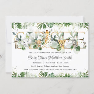 Chic Greenery Cute Oerwoud Animals Baby Sip en Zie Kaart