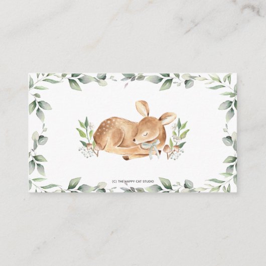 Chic Greenery Deer Baby shower Books for Baby Informatiekaartje (Achterkant)