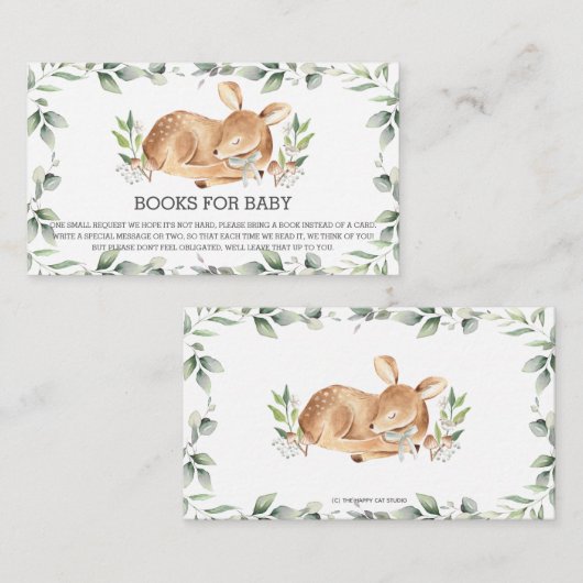 Chic Greenery Deer Baby shower Books for Baby Informatiekaartje (Voorkant / Achterkant)