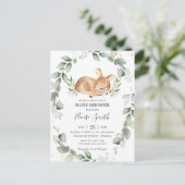 Chic Greenery Deer Baby shower Neutrale Uitnodigin Briefkaart (Staand voorkant)