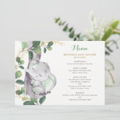 Chic Greenery Elephant Gender Neutral Baby shower Menu (Staand voorkant)
