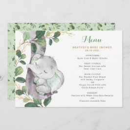 Chic Greenery Elephant Gender Neutral Baby shower Menu