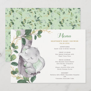 Chic Greenery Elephant Gender Neutral Baby shower Menu