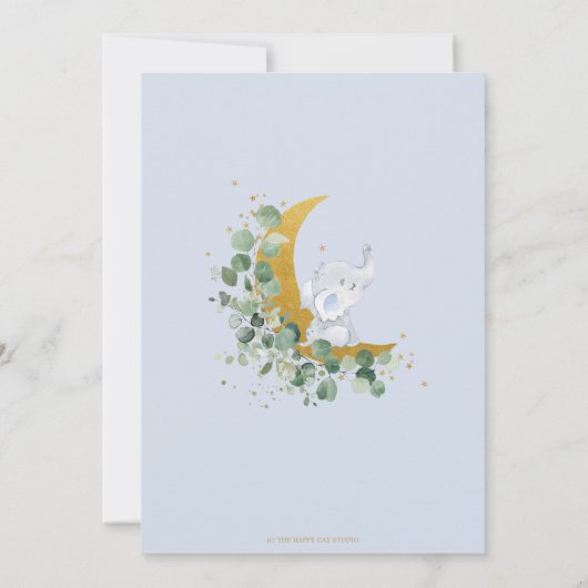 Chic Greenery Elephant over het Baby shower van de Bedankkaart (Achterkant)