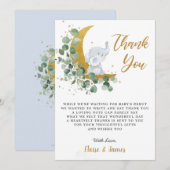 Chic Greenery Elephant over het Baby shower van de Bedankkaart (Voorkant / Achterkant)