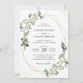 Chic Greenery Eucalyptus Geometric Lijst Wedding Kaart (Voorkant)