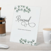 Chic Greenery Eucalyptus Leaves Script Gereserveer Reclamebord Met Voetstuk (Insitu)
