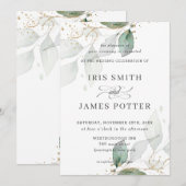 Chic Greenery Foliage Gouden Kalligrafie Trouwen Kaart (Voorkant / Achterkant)