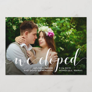 Chic Greenery   Foto-aankondiging van We Eloped Aankondiging