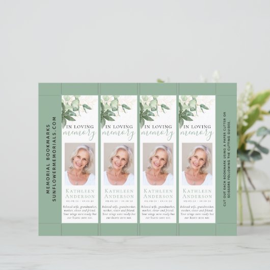 Chic Greenery Funeral Bladwijzer Sjabloon (Staand voorkant)