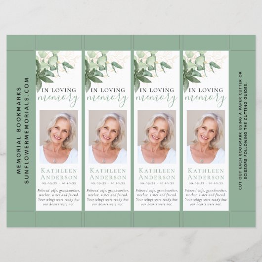 Chic Greenery Funeral Bladwijzer Sjabloon (Voorkant)