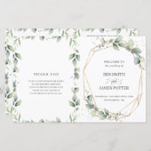 Chic Greenery Geometric Folded Wedding Programme (Voorkant / Achterkant)