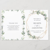 Chic Greenery Geometric Folded Wedding Programme (Voorkant)
