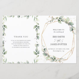 Chic Greenery Geometric Folded Wedding Programme