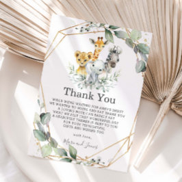 Chic Greenery Geometrisch Oerwoud Dieren Baby show Bedankkaart