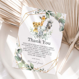 Chic Greenery Geometrisch Oerwoud Dieren Baby show Bedankkaart