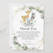 Chic Greenery Geometrisch Oerwoud Dieren Baby show Bedankkaart (Voorkant)