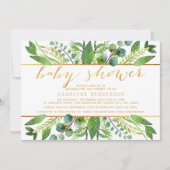 Chic Greenery & Gold Foil neutraal Baby shower Kaart (Voorkant)