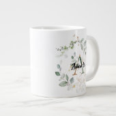 Chic Greenery & Gold Monogram Initiaal "A" w/naam Grote Koffiekop (Voorkant rechts)