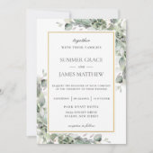Chic Greenery Gold Sage Green Foliage Wedding Kaart (Voorkant)