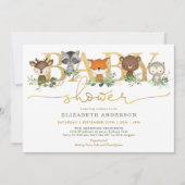 Chic Greenery Gold Woodland Forest Baby shower Kaart (Voorkant)