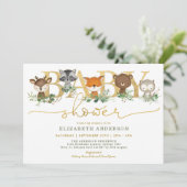 Chic Greenery Gold Woodland Forest Baby shower Kaart (Staand voorkant)