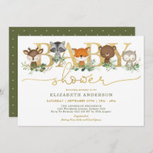 Chic Greenery Gold Woodland Forest Baby shower