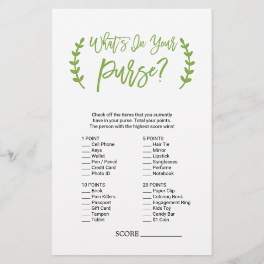 Chic Greenery hoe goed je het spel weet Flyer (Achterkant)