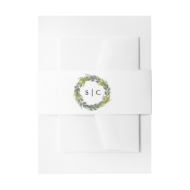 Chic Greenery Krans Monogram Huwelijk Uitnodigingen Wikkel