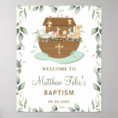 Chic Greenery Noah's Ark Baptism Welkom Poster (Voorkant)