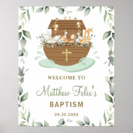 Chic Greenery Noah's Ark Baptism Welkom Poster