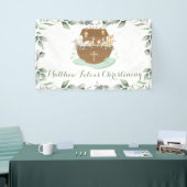 Chic Greenery Noah's Ark Baptism Welkomstachtergro Spandoek (Beurs)