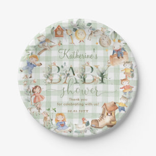 Chic Greenery Nursery Rhyme Baby shower Neutraal Papieren Bordje