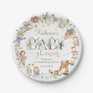 Chic Greenery Nursery Rhyme Baby shower Neutraal Papieren Bordje