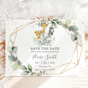 Chic Greenery Oerwoud Animals Baby shower Neutraal Save The Date