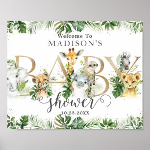 Chic Greenery Oerwoud Animals Baby shower Welkom Poster