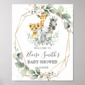 Chic Greenery Oerwoud Animals Baby shower Welkom Poster (Voorkant)