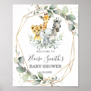 Chic Greenery Oerwoud Animals Baby shower Welkom Poster